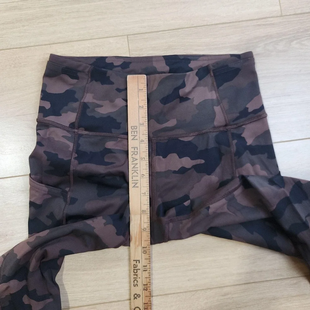 Lululemon Fast Free Leggings Womens 6 Brown Camo High Rise Ankle Yoga Gym